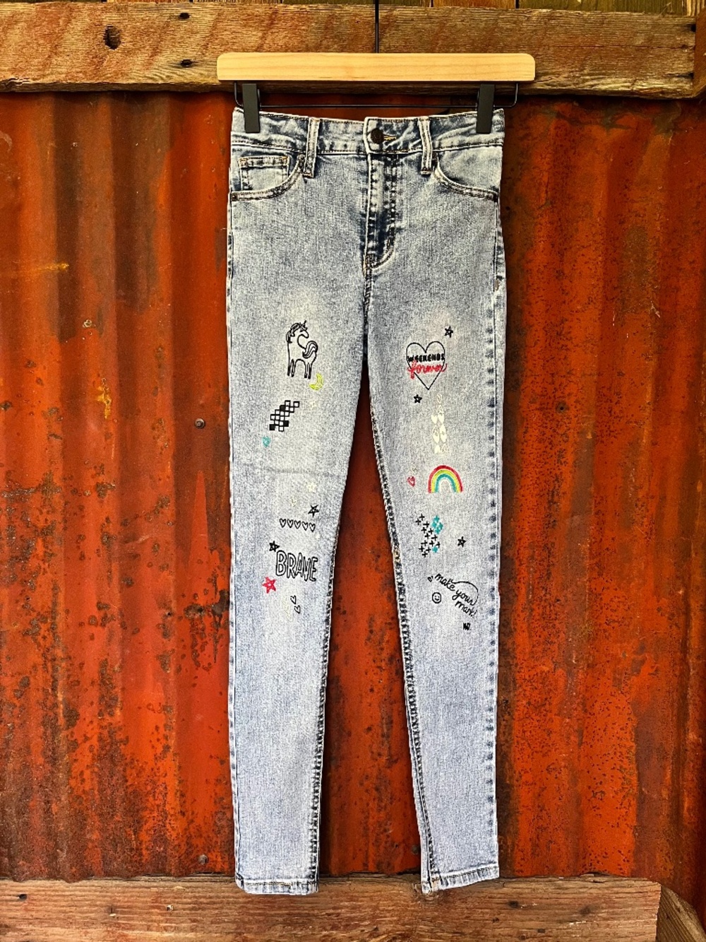 Cat & Jack-Girl's-Light Color Embellished Jeggings-Size 12